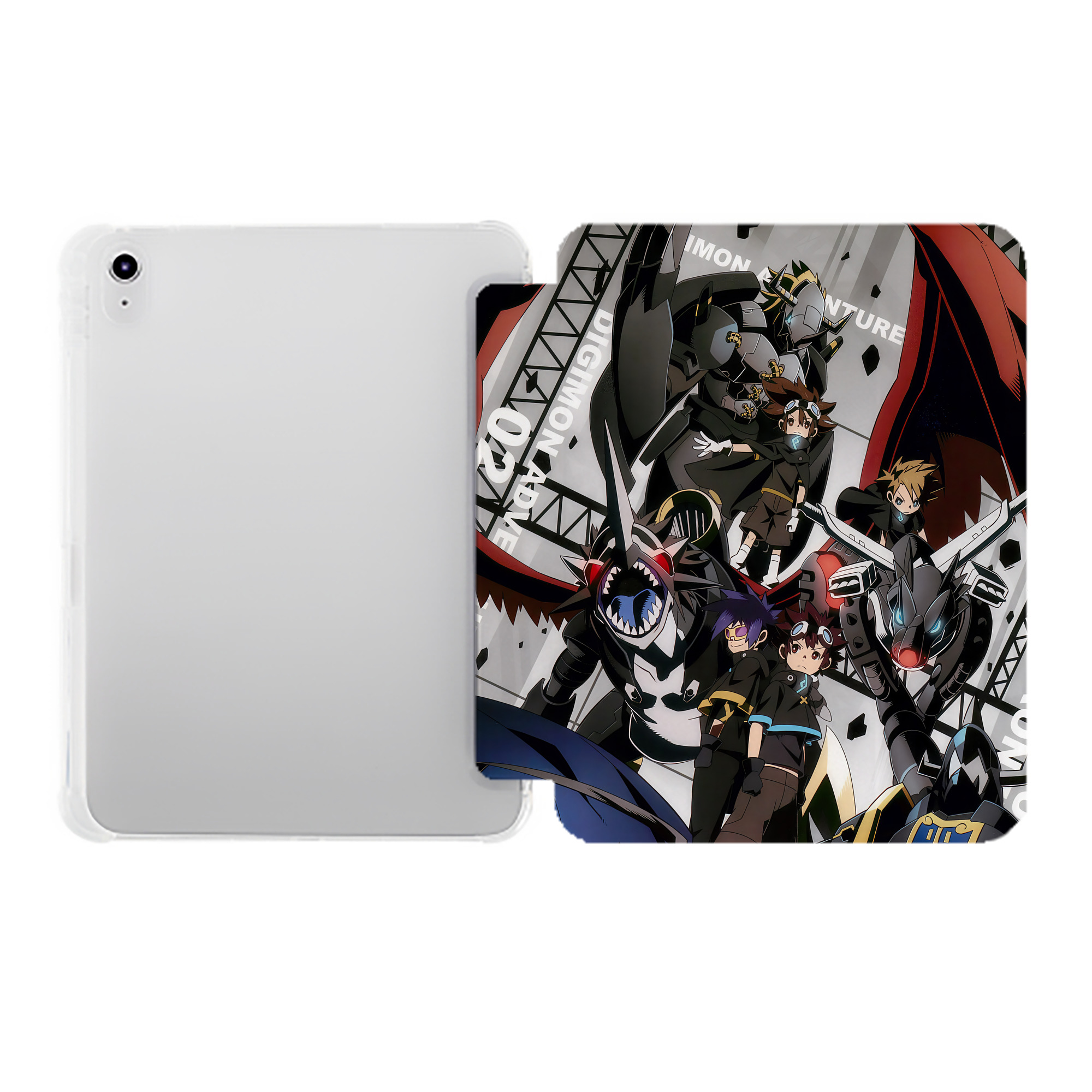 （画像用） Digimon デジタルモンスター/デジモン IPad ケース ペン収納付き 三つ折りスタンド PUレザー×シリコン 対応機種9.5/10.5/10.9インチ
